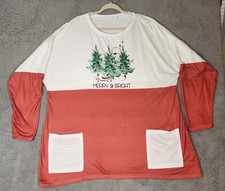 Holiday Scrub Top Size 5xl Red White Holiday Christmas