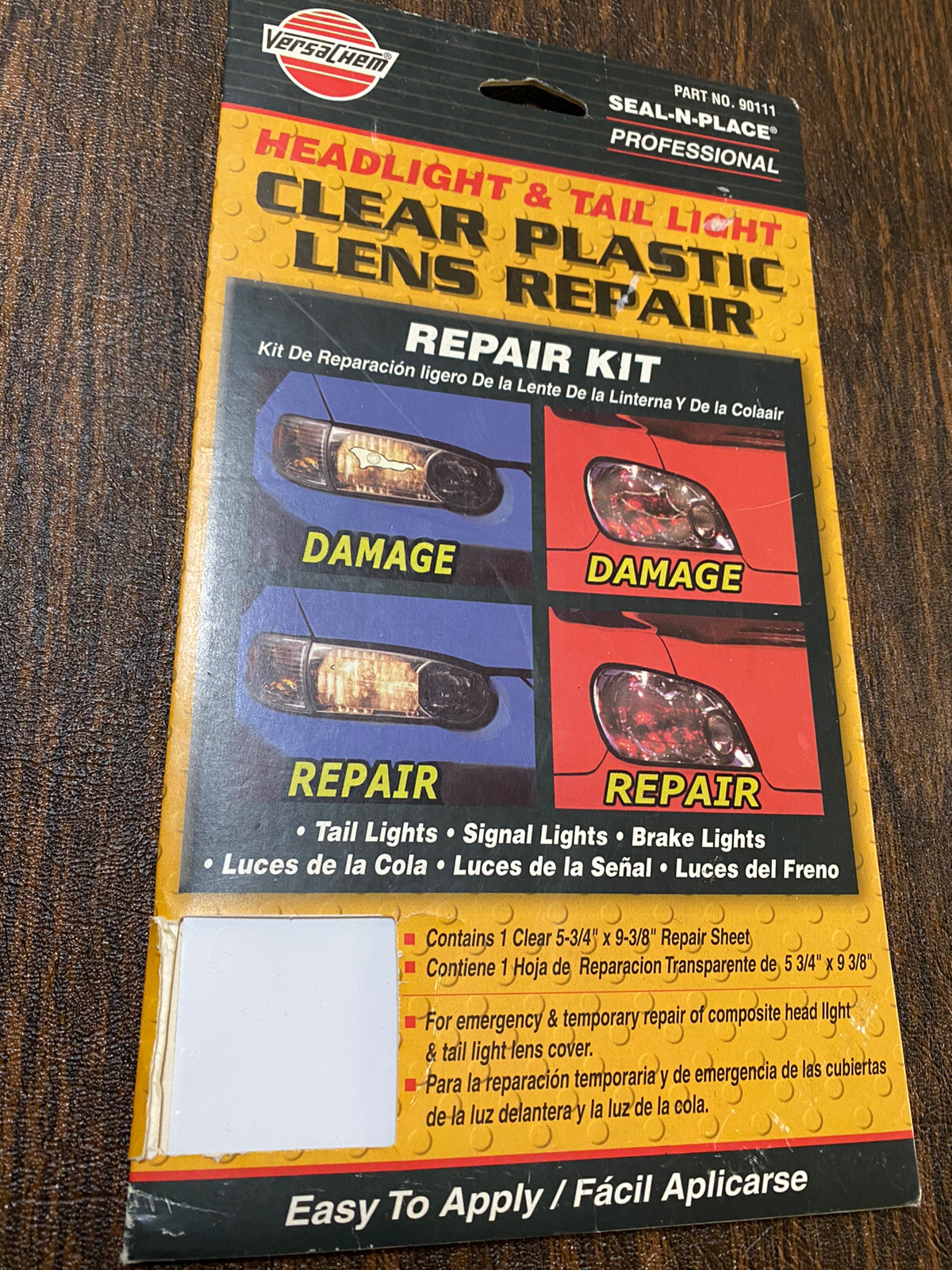 VersaChem 90111 SEAL N PLACE Plastic Lens Repair Kit CLEAR 5 3/4" X 9 3