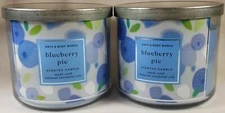 Bath Body Works Candle BLUEBERRY PIE Scented 3-wick Jars Lot of 2 Wax