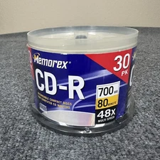 Memorex CD-R 30 Pack 48X 700Mb 80 Min Brand New Factory Sealed Discs Blank CD