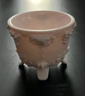 Vintage Jeanette Shell Pink Milk Glass Footed Candy Dish Grapes & Leaves EUC