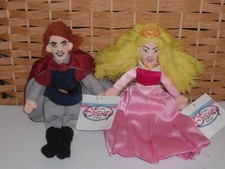 Disney Store Sleeping Beauty Princess Aurora  Prince Phillip Mini Bean Bags NWT