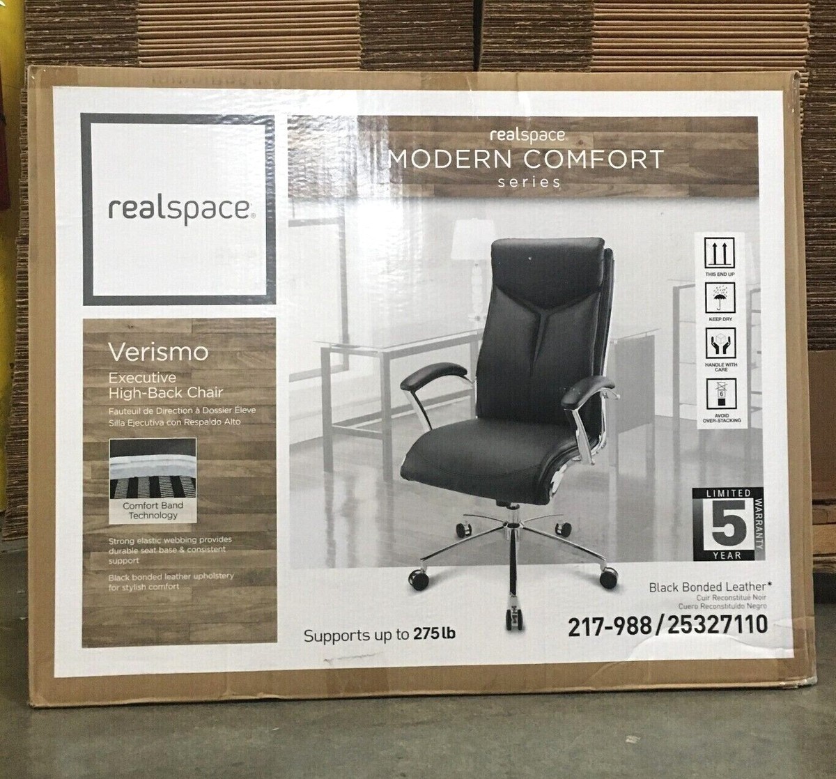 RealSpace Verismo Office Chair Modern Comfort Faux Leather High