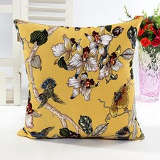 Kissenbezug Vogel Blüten Kissenhülle  Dekokissen 45x45cm Reißverschluss