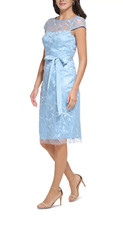 Eliza J Embroidered Illusion Sheath Dress