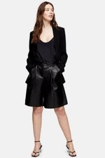 Women Real Leather Bermuda Short Pants High Waist Straight Casual Shorts Vintage