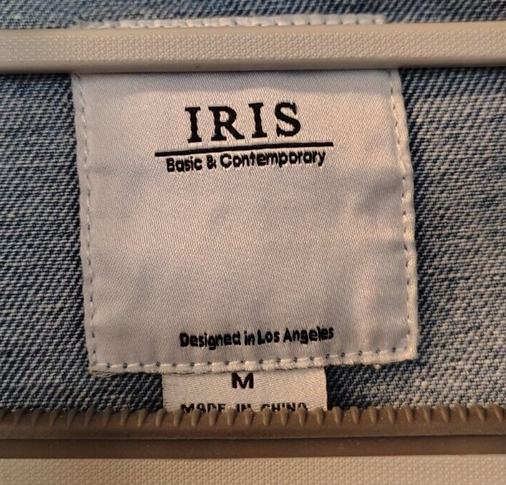 Iris Jean Jacket Distressed Button Down Women's S… - image 2