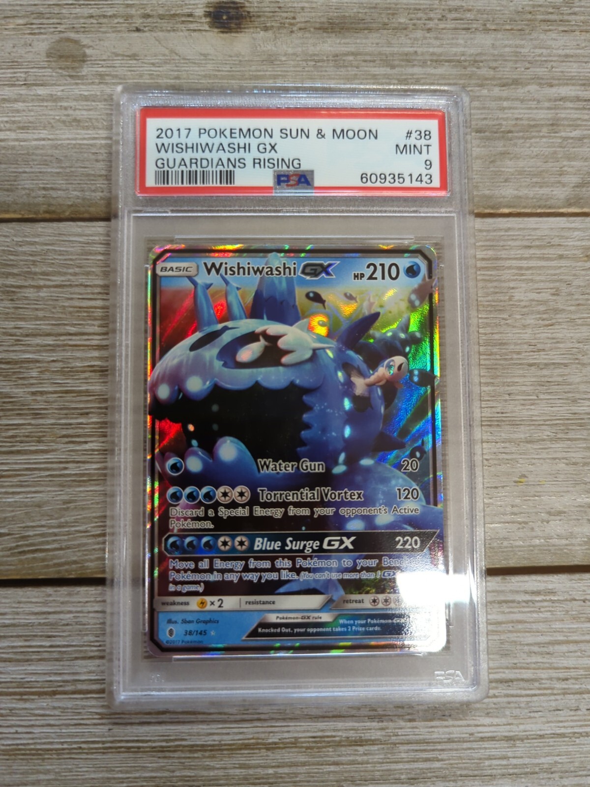 PSA 9 Graded 2017 Pokemon Sun & Moon Wishiwashi GX Guardians Rising #38