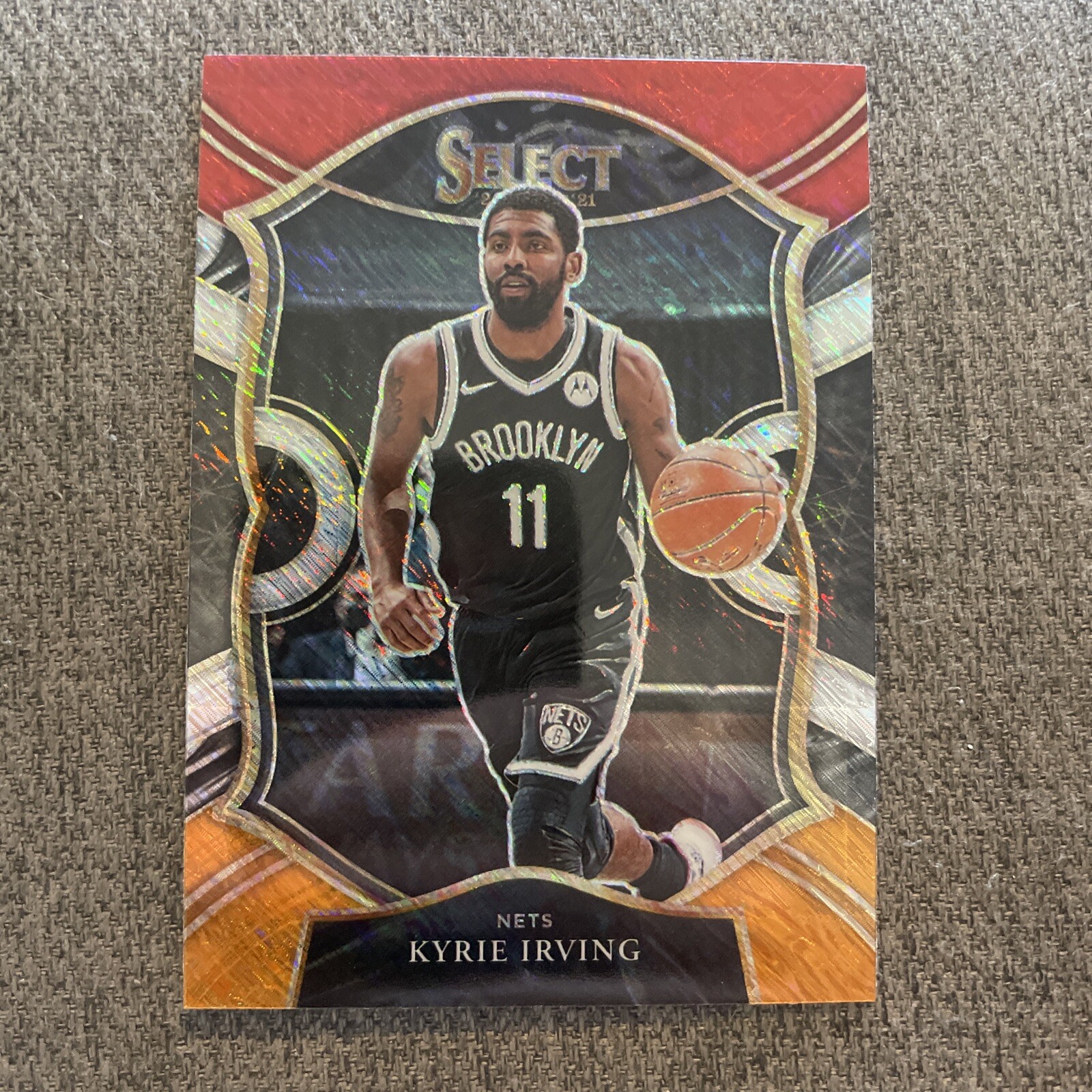 KYRIE IRVING #42 - 2020-21 Panini Select Red White Orange Flash Prizm Nets
