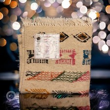 Schurwolle Teppich Berber Kelim- Beige/Farbig- SALIHA -