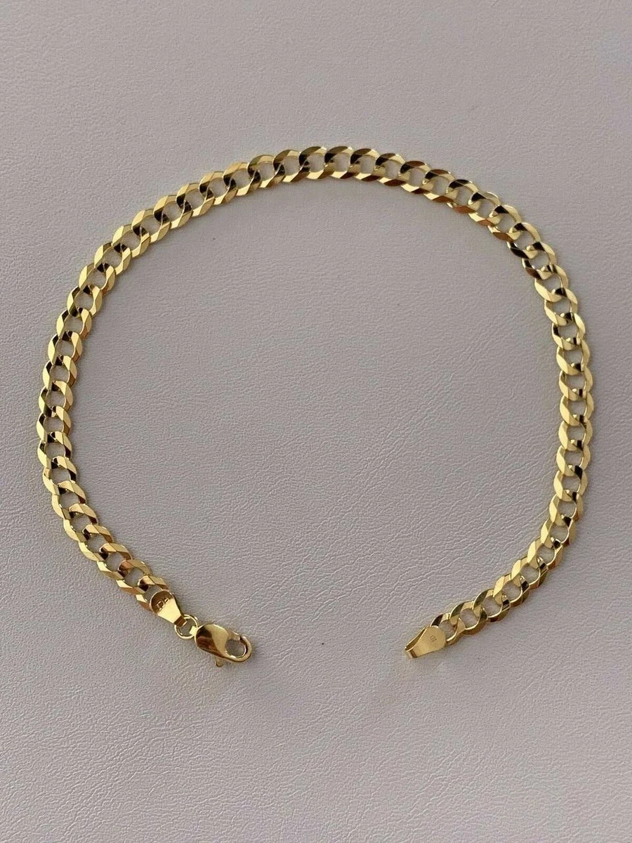 Solid Yellow 10k Gold 5mm Wide Flat Miami Cuban Link Men s
