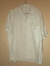 Vintage 1950's silky rayon neck loop short sleeve shirt-15-15-1/2 - Med 