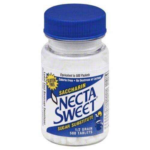 Necta Sweet Saccharin Sugar Substitute, 0.25 Grain Tablets, 500 Count, 3 Pack Necta Sweet Saccharin Sugar Substitute, 0.25 Grain Tablets, 500 Count, 3 Pack
