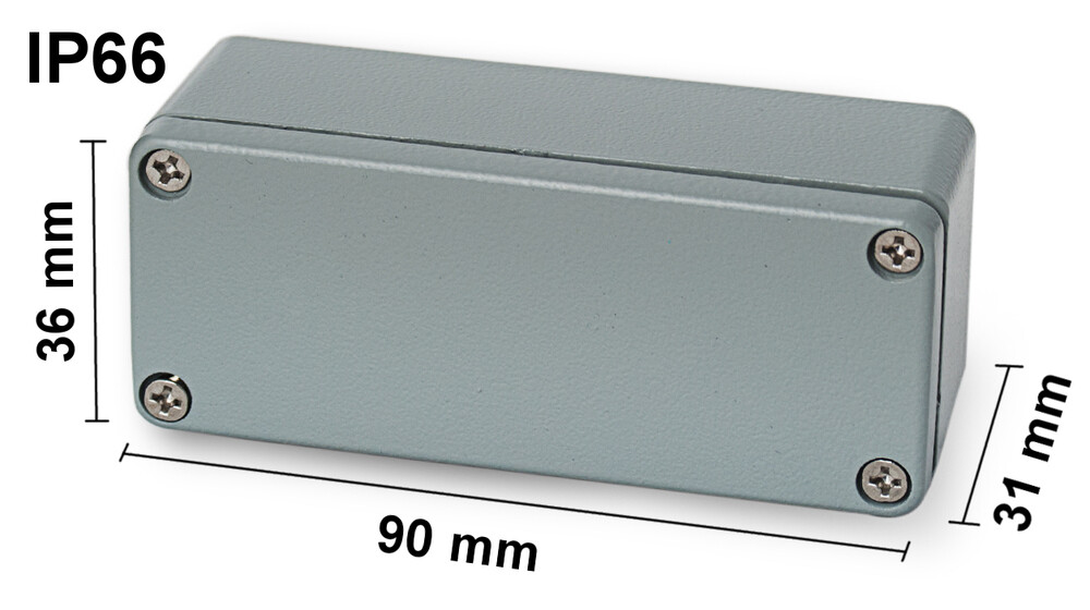 Produktbild von BOXEXPERT Alu-Industriegehäuse Serie Alster – 150x64x34mm – IP66, IK09 – Pulverbeschichtet, Grau – Für Wandmontage, Robust & Wetterfest