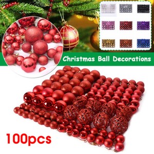 100pcs Christmas Tree Decorations Balls Bauble Pack Hangers