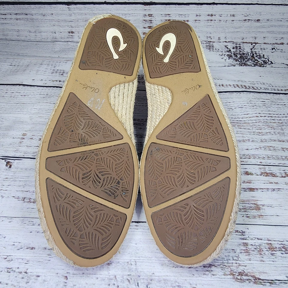 Mujeres Talla 8 OluKai Kaula Pa'a Kapa Cómodo Lona Informal Caminar Zapato Plano Negro Foto 4 de 4