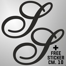 adesivo prespaziato LETTERA S CORSIVO NERO pre-spaced + 1 FREE STICKER CM. 10