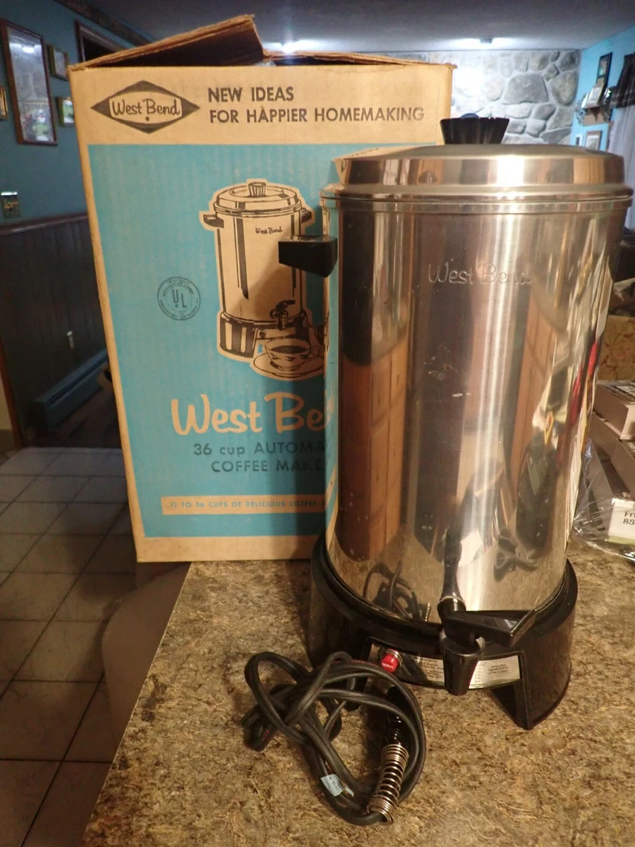 Vintage WEST BEND Aluminum 36 Cup Automatic Coffee Maker No. 3536 orginal  box