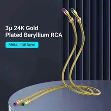 Pair Hi-End Silver Plated Cord 100% Shield HiFi Audio Interconnect RCA Cable