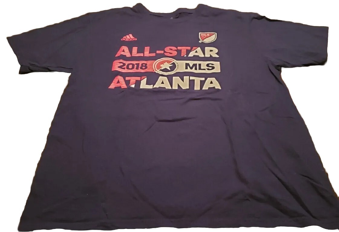 Adidas MLS Soccer 2018 All Star Game Atlanta Blue L T-Shirt NWOT