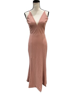 Dress the Population Iris Slit Crepe Trumpet Gown Maxi Dress Blush Pink Sz  M | eBay UK