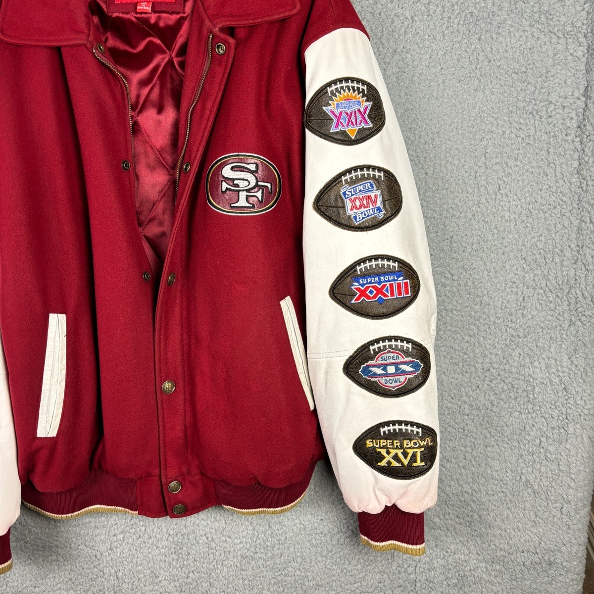 Vintage San Francisco 49ers NFL Jacket Men's XL Wool Leather Patch