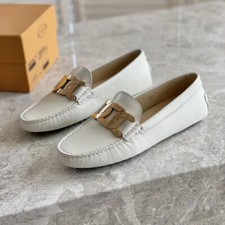 Tod's Women' real Leather Flat Bottomed Round Toe Loafers Shoes Luxury old money