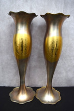 Par de jarrones antiguos estilo trompeta iglesia IHS, usados (CU806) Chalice Co.