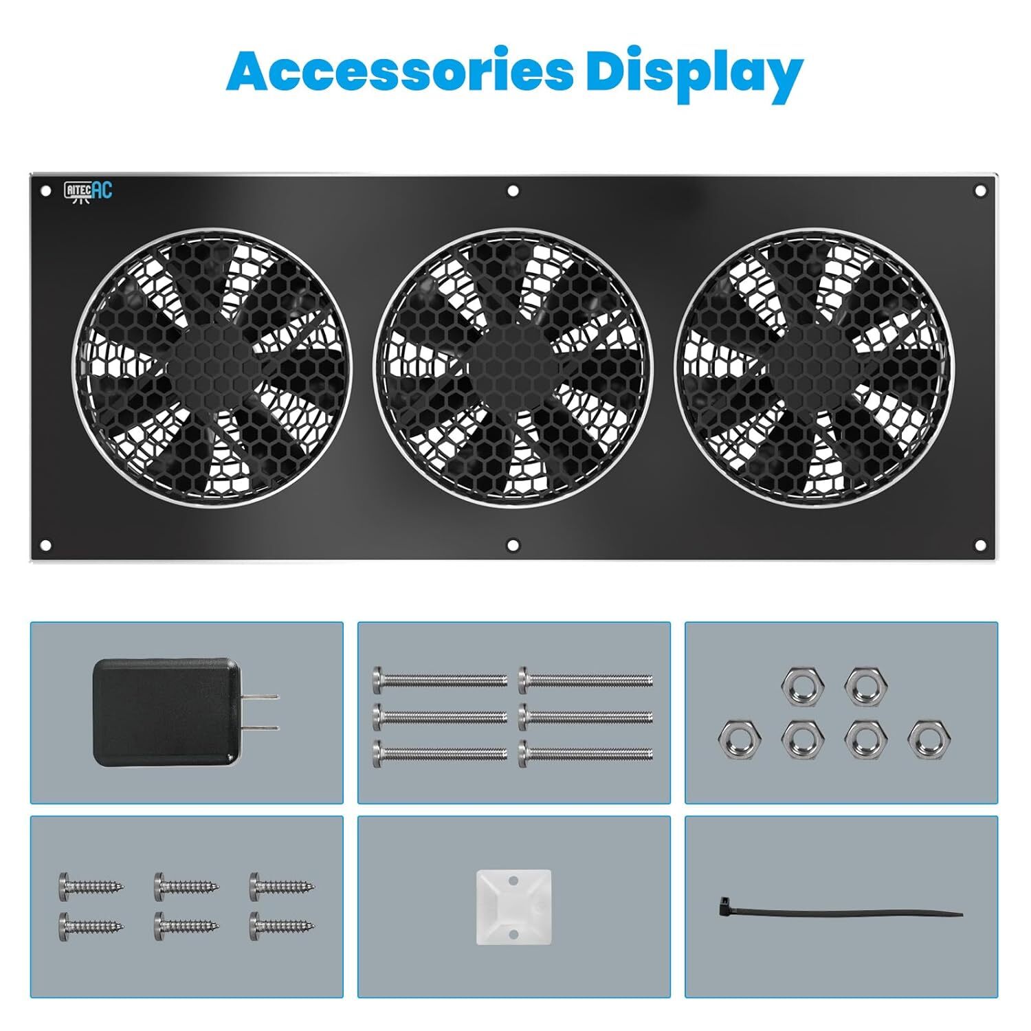 AITECAC Quiet Cabinet Fan 18" for Home Theater AV Amplifier Media Cooling 156CFM