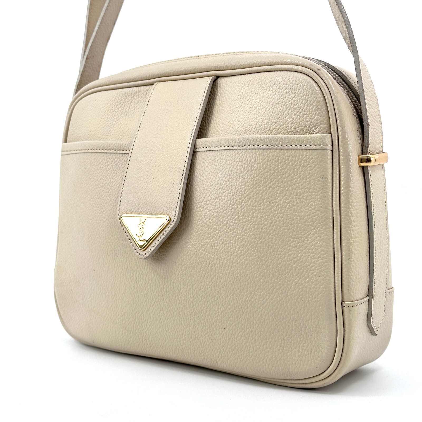 Borsa a tracolla Yves Saint Laurent in pelle avorio vintage YSL autentica #786