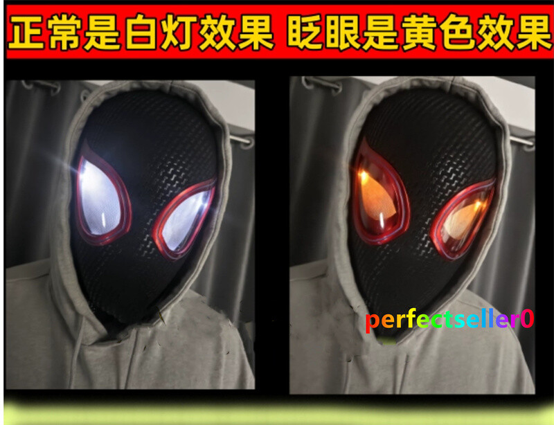 Miles Morales Spider-Man Mask Helmet Blink Ring Remote Control