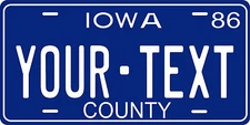 Iowa 1986 License Plate Personalized Custom Auto Bike Motorcycle Moped Key Tag