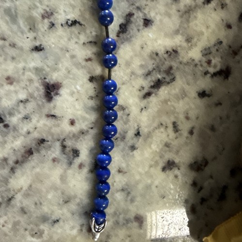 David Yurman Sterling Silver 8mm Lapis Lazuli Spiritual Bead Claw Bracelet 7” - Picture 12 of 13