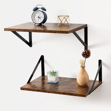 Deep Floating Shelves for Wall, 16W x 12D Rustic Wood Wall Shelves Set of 2, ...