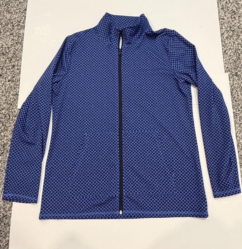 T By Talbots Jacket Women's Small Blue Full Zip Mock Neck Long Sleeve Stretch