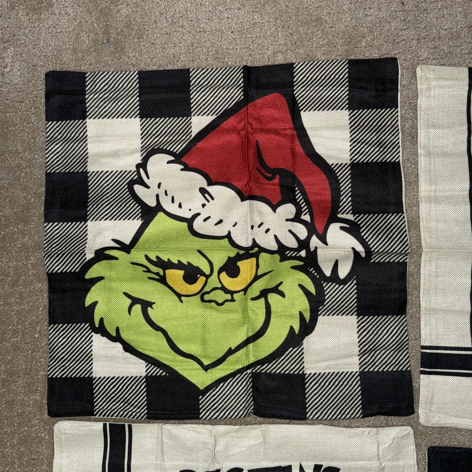 Paquete de 4 fundas de almohada de Navidad Grinch decoración navideña Feliz Navidad 18"x18" cremallera Foto 3 de 4