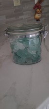 green Sea Glass Collection from around the world latch oval jar