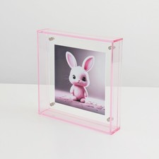 Acrylic 6x6 5x5 4x4 3x3 Floating Picture Frame Modern Desktop Display Photo F...