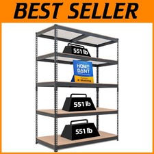 Adjustable Heavy Duty Metal Garage Shelving Rack - Black