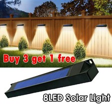 Solar Power Fence Lights 8 LED Deck Door Wall Step Outdoor Garden Decor Lamp