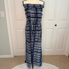 Michael Kors Shibori Tie Dye Blue & White Maxi Dress size Large