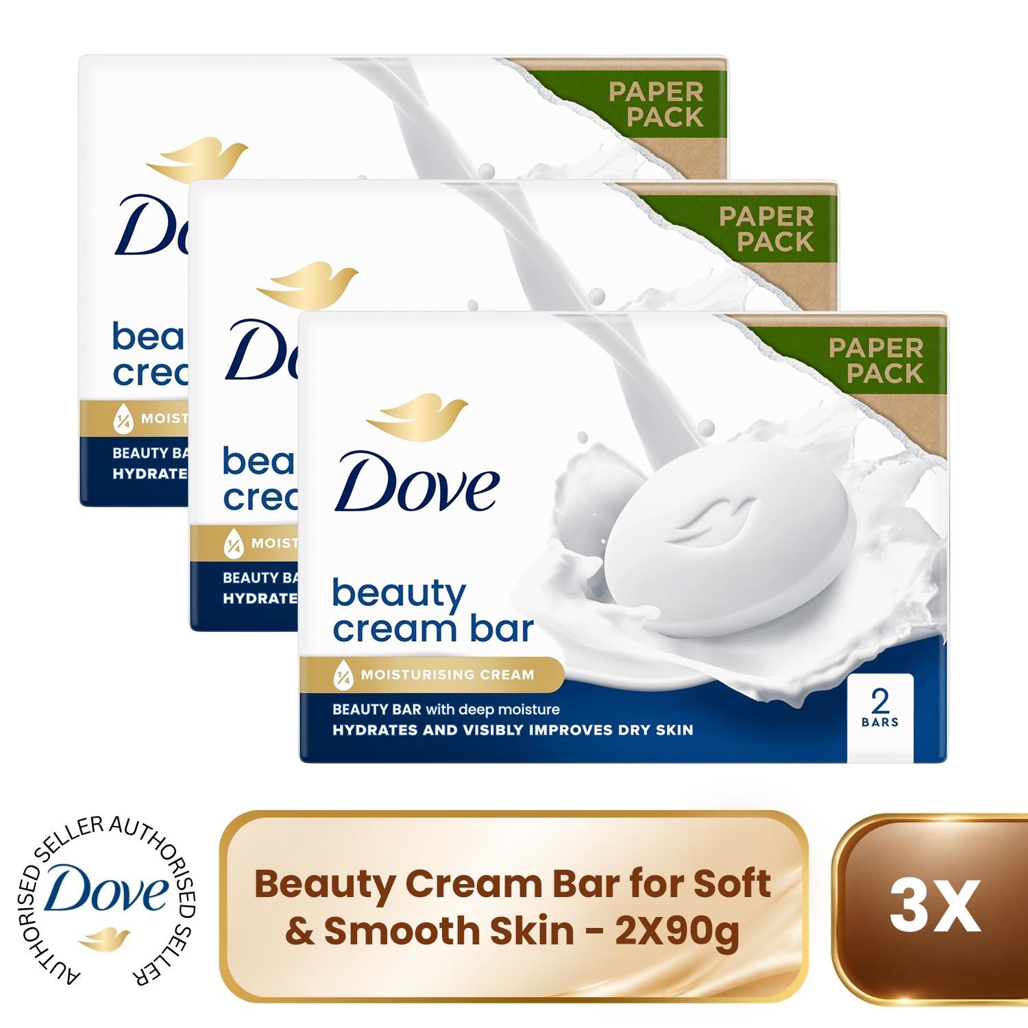 Dove Orignal Moisturising Beauty Cream Bar for Soft & Smooth Skin, 2x90g, 4 Pack - Image 4