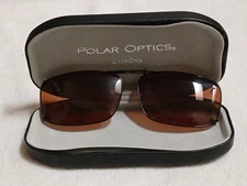Polar Optics Clip Ons Expandable Sunglasses Brown Square Lens w/ Hard Case