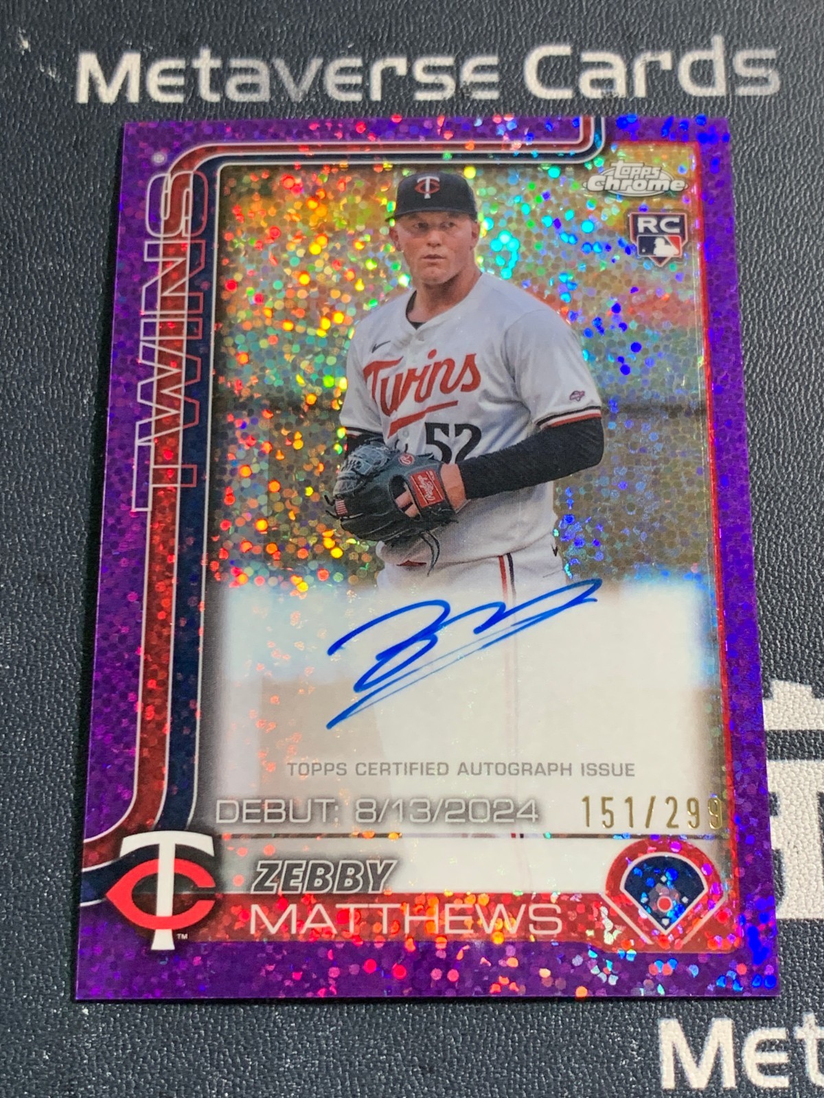 2025 Topps Chrome Zebby Matthews RC Rookie Debut Auto Purple Sparkle 151/299
