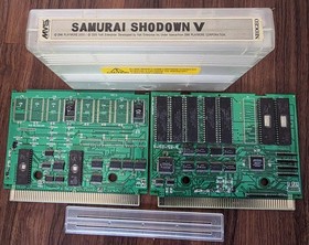 NEO GEO MVS game lot Samurai Shodown 1, 2, 4, 5 with Shock boxes and marquees