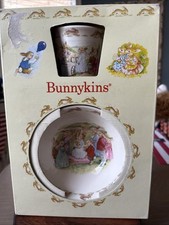 1989 Royal Doulton Vintage Bunnykins, 3 Piece Children's Bowl, Cup, Plate Set