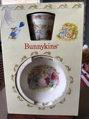 1989 Royal Doulton Vintage Bunnykins, 3 Piece Children's Bowl, Cup, & Plate Set