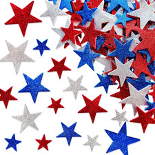 180 Pcs Patriotic Foam Stars Stickers Red Blue Silver Stars Self-Adhesive Sticke