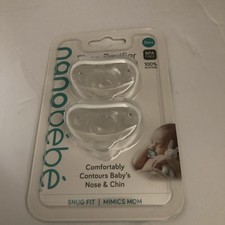 NANOBEBE WHITE 3M 2PC FLEXY PACIFIER 100 SILICONE BPA FREE SNUG FIT MIMICS MOM