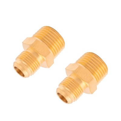 Brass Tube Fitting 2 Pack 3/8 inch Male Flare to 1/2 inch NPT Gas Adapter
